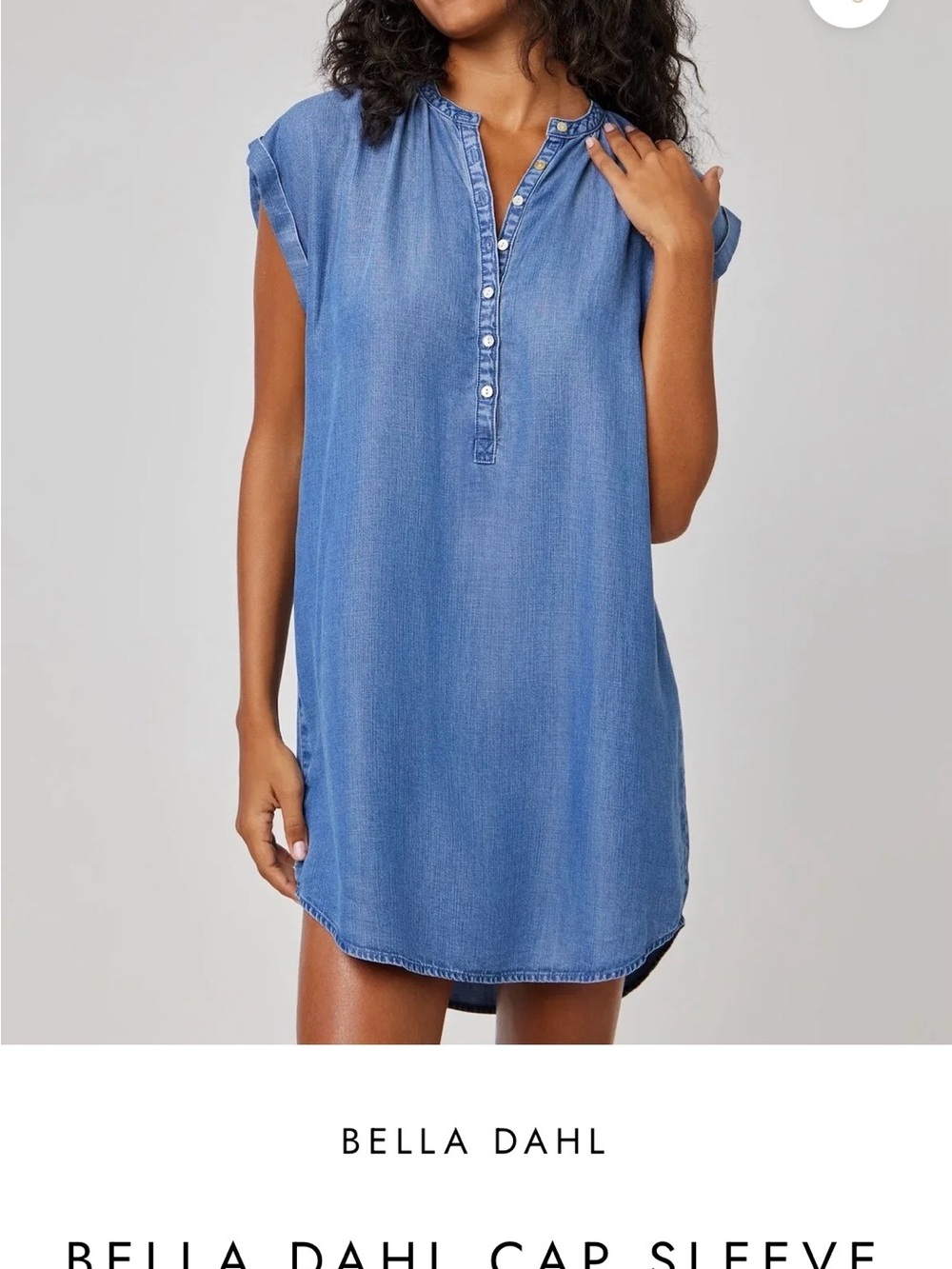 Bella Dahl Blue Denim Cap Sleeve Shirt Dress